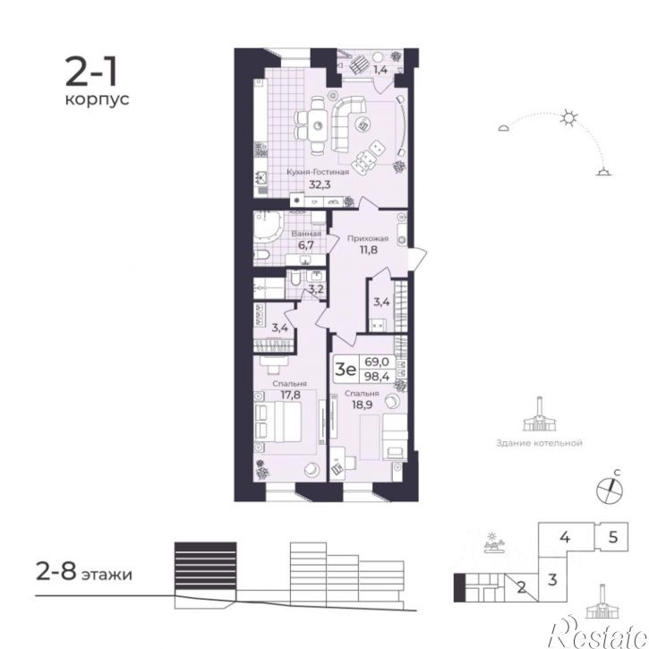 3-комн квартира в новом доме Фабричная улица, 26,  д. 26