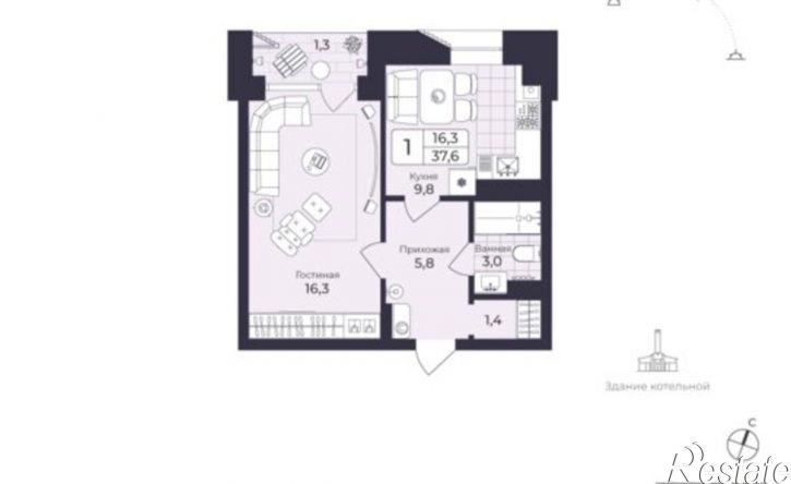 1-комн квартира в новом доме Фабричная улица, 26,  д. 26