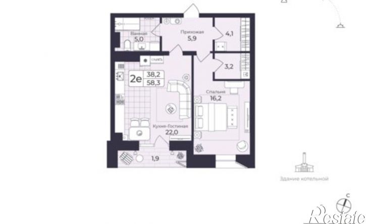2-комн квартира в новом доме Фабричная улица, 26,  д. 26