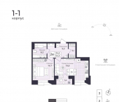 2-комн, 54 кв м, этаж 5/8 Фабричная улица, 25